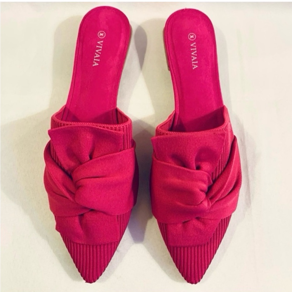 EUC Vivaia Pink Knot Pointed Toe Mules